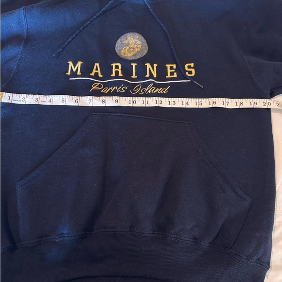 NWT Navy and Gold / Yellow USMC Marines Parris Island Hoodie - Small - Picture 5 of 9